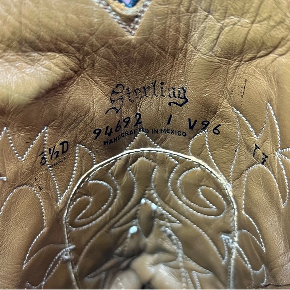 Sterling Brown and Tan Two-Tone Ostrich Leather Pointed Toe Cowboy Boots - Picture 10 of 11